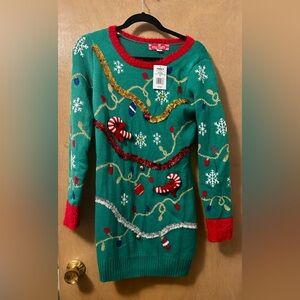 women’s Jollidays Long Sleeve Garland Miniskirt Sweater-dress Size M